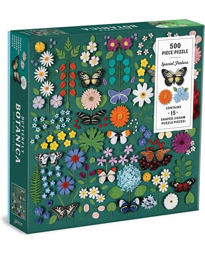 Пъзел Galison от 500 части - Цветя и пеперуди - 1